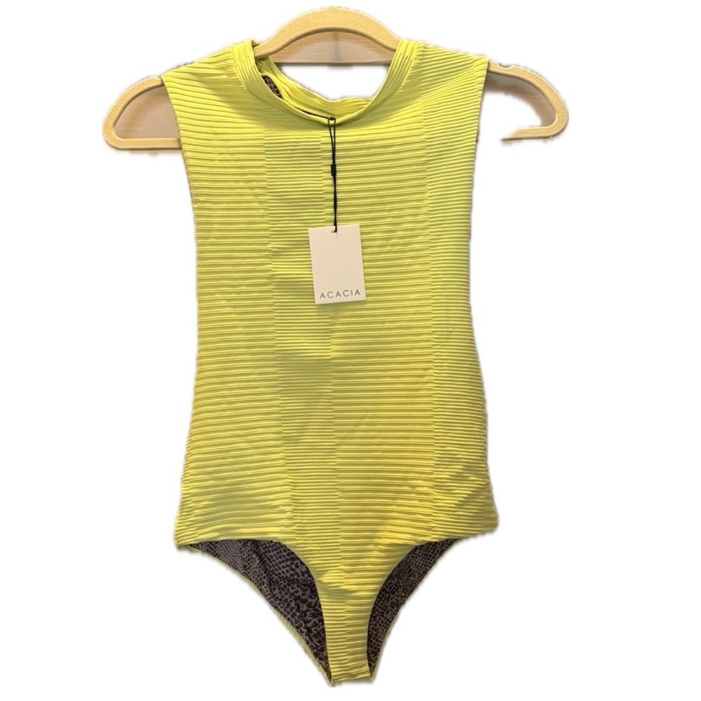acacia swimwear women’s Dijon Yellow ribbed One-Piece Swimsuit
